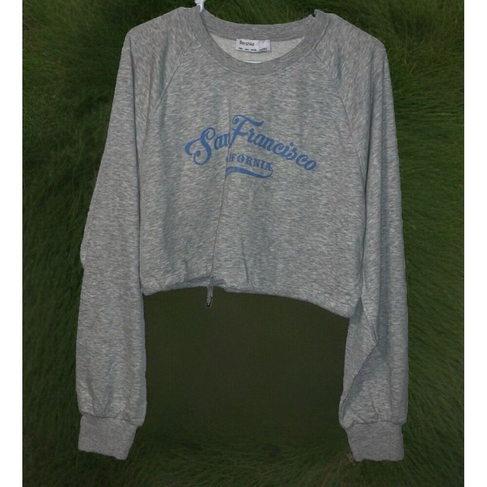 Bershka Cropped Crew Neck Terry Cloth Sweatshirt San Francisco 2008 Large